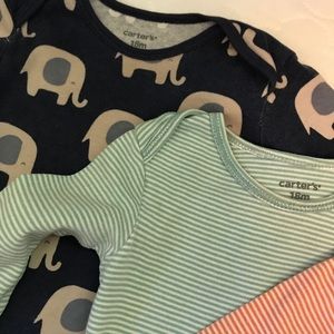 Carter’s Long Sleeve Bodysuits Set of Three 18 Mo.